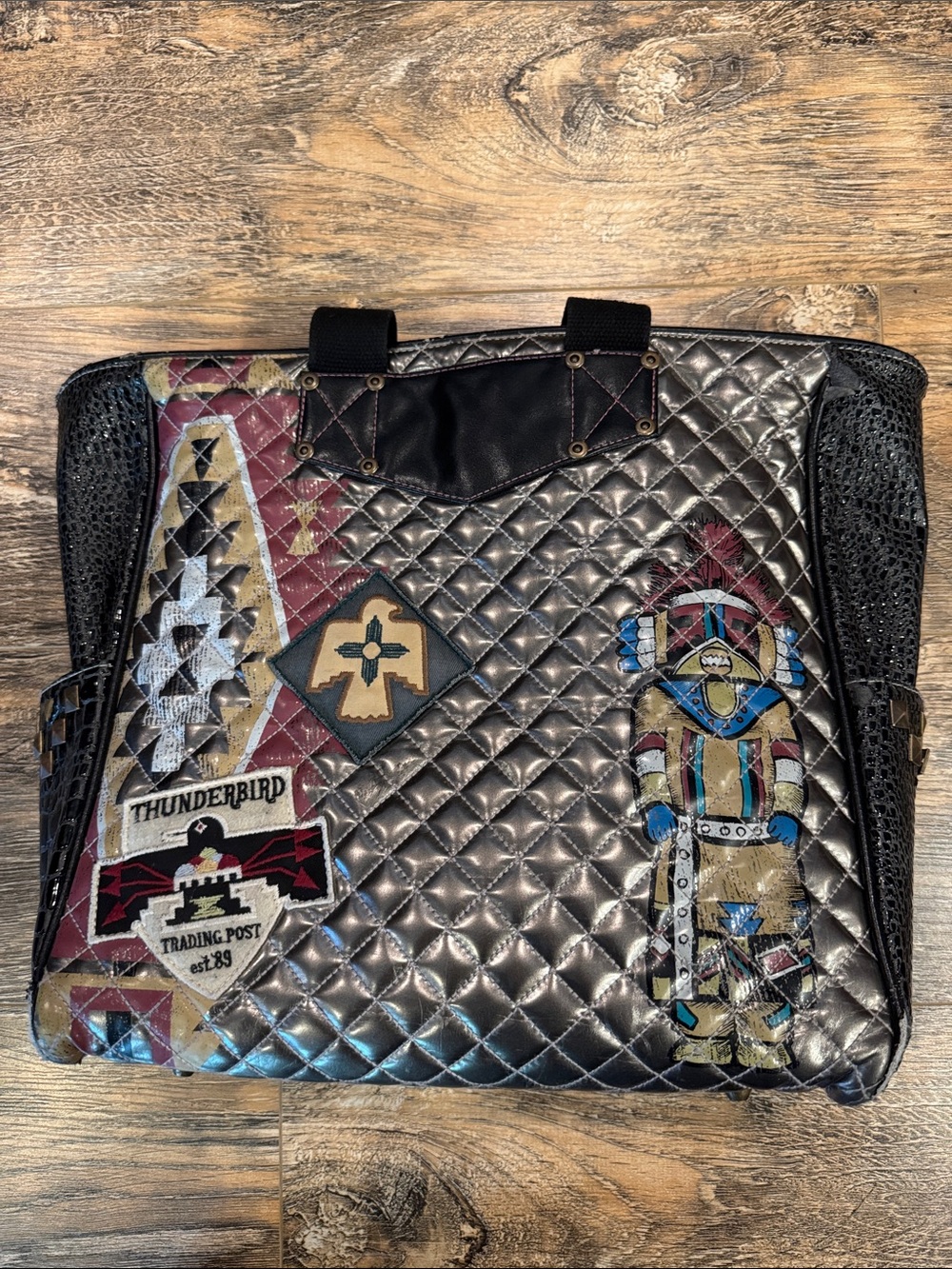 Rare Double D Ranch Metallic Quilted Thunderbird Graphic Tote